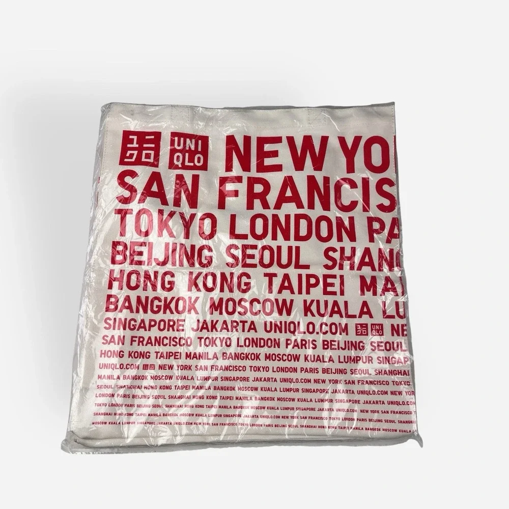 Uniqlo Red‎ Font Canvas Tote Bag City Series New York San Francisco Tokyo London